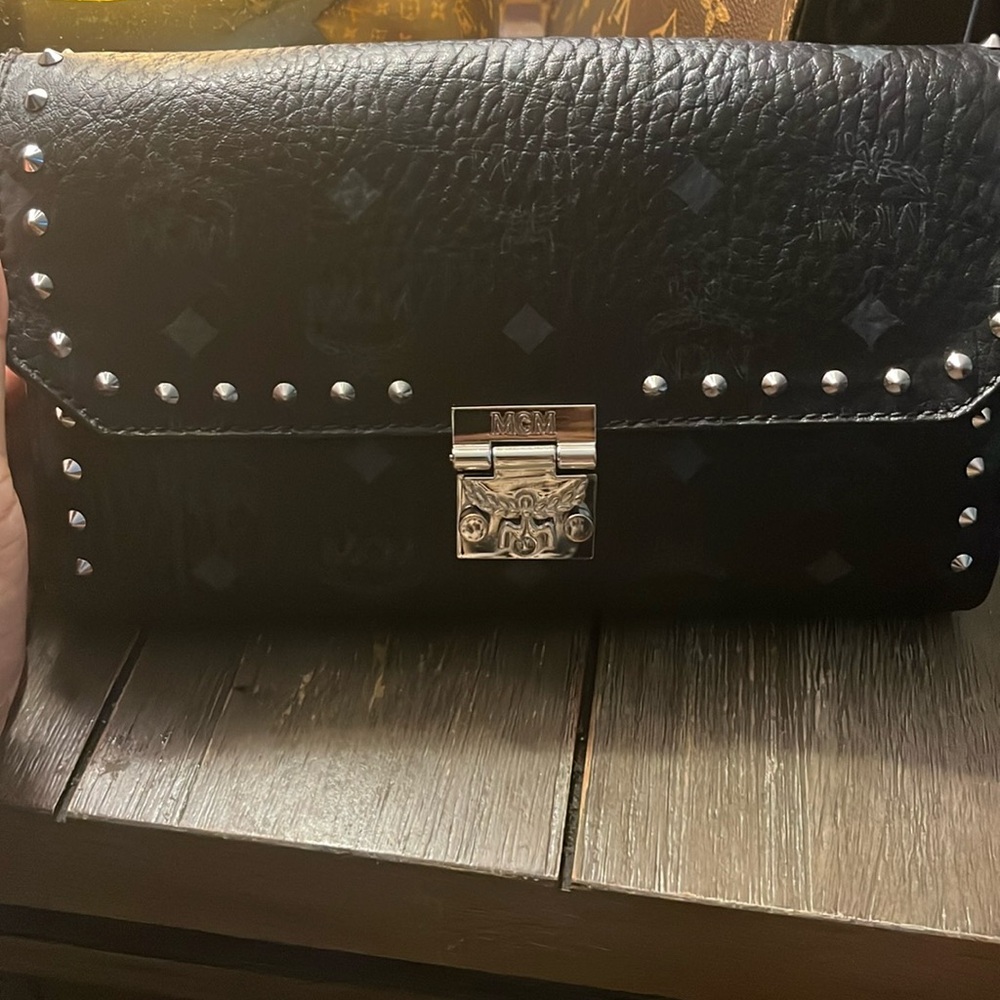 Mcm leather studded bag